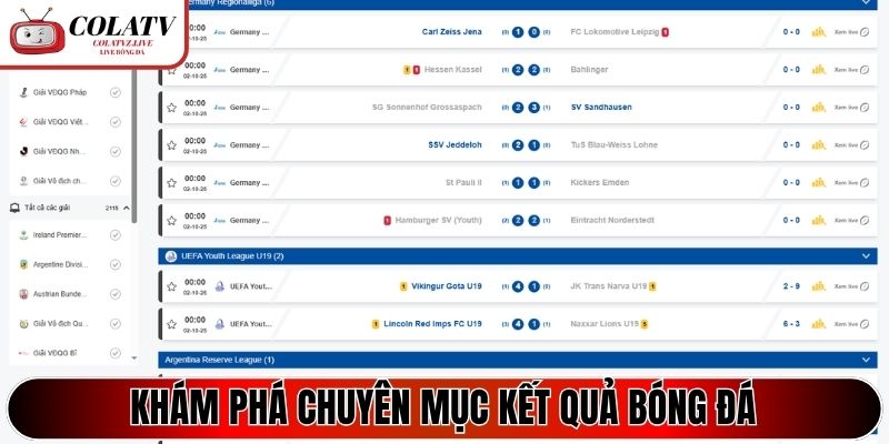 Khám phá chuyên mục Kết Quả Bóng Đá tại Colatv