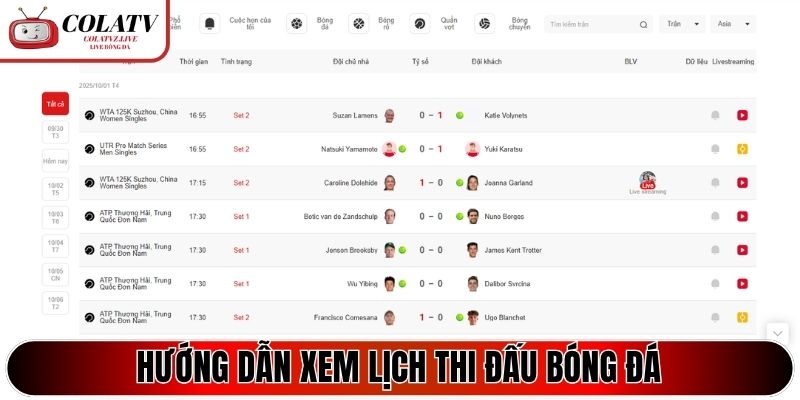 Hướng dẫn xem Lịch Thi Đấu bóng đá khá dễ dàng tại Cola TV