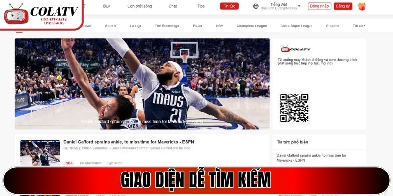 Giao diện dễ tìm kiếm